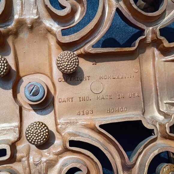 HOMCO Candelabra Gold 3 Arm Candle Holder MCM Hollywood Regency Gothic VIntage - Picture 12 of 13